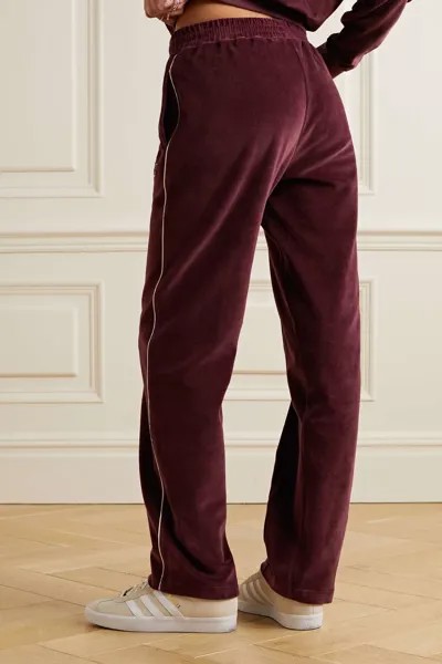 SPORTY & RICH спортивные брюки Brandie из хлопка и велюра с вышивкой, бургундия