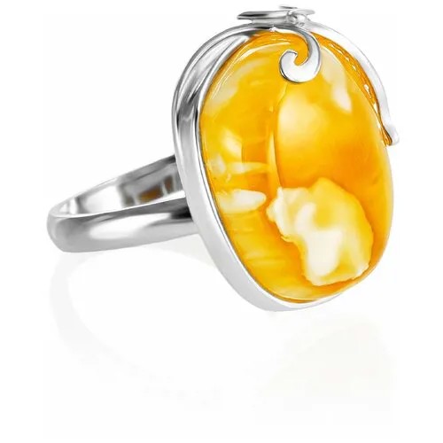 Amberholl Эффектное кольцо «Риальто» из серебра и натурального медового янтаря