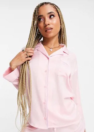 Розовая пижамная oversized-рубашка из атласа от комплекта Juicy Couture X ASOS-Розовый цвет