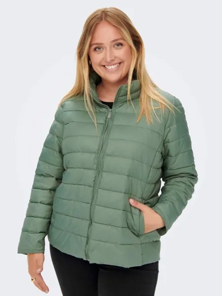 Куртка ONLY Wattierte Puffer Stepp Plus Size Übergrößen, зеленый