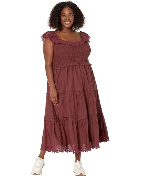 Платье Madewell Plus Lucie Embroidered Cotton Midi Dress, цвет Vintage Mulberry