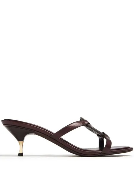 Tory Burch мюли с пряжкой Double T, коричневый
