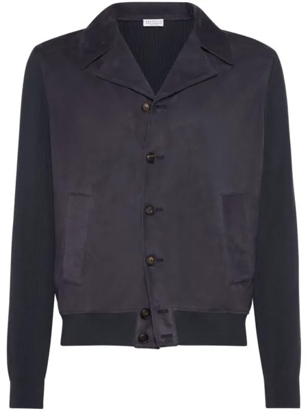 Brunello Cucinelli куртка с трикотажными вставками, черный