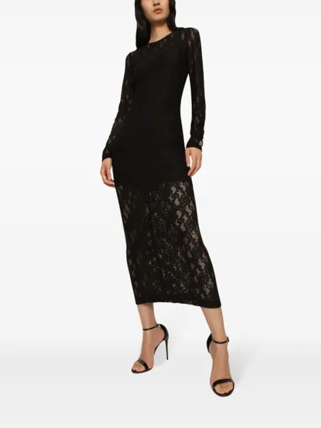 Dolce & Gabbana кружевное макси платье, черный