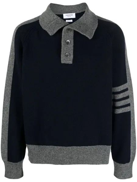 Шерстяной свитер с полосками 4-Bar Thom Browne, синий