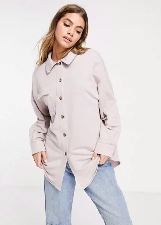 Серо-лиловая теплая трикотажная куртка-рубашка для дома ASOS DESIGN-Фиолетовый