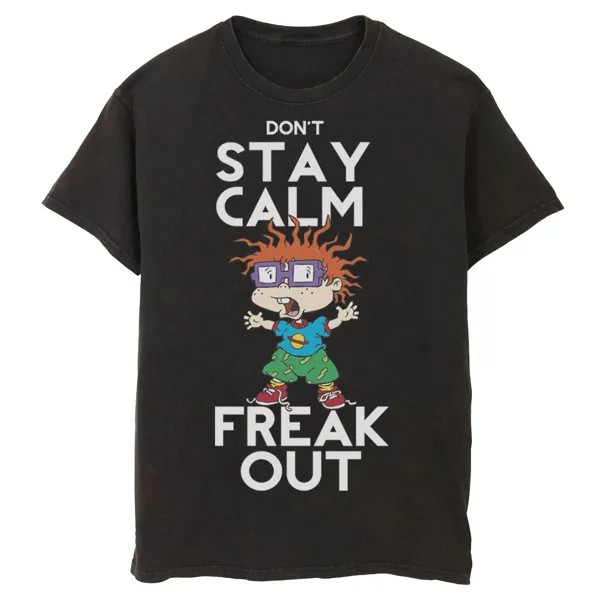 Мужская футболка Rugrats Chuckie Don't Stay Calm Freak Out с рисунком Nickelodeon, черный