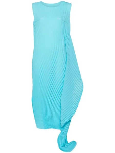 Issey Miyake платье макси Wrapped Pleats, синий