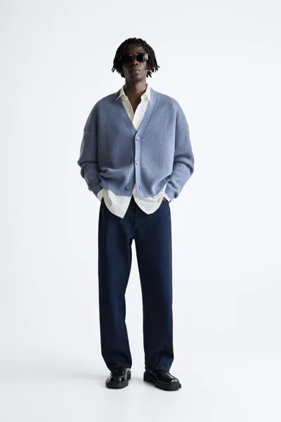 Текстурированный кардиган ZARA, синий