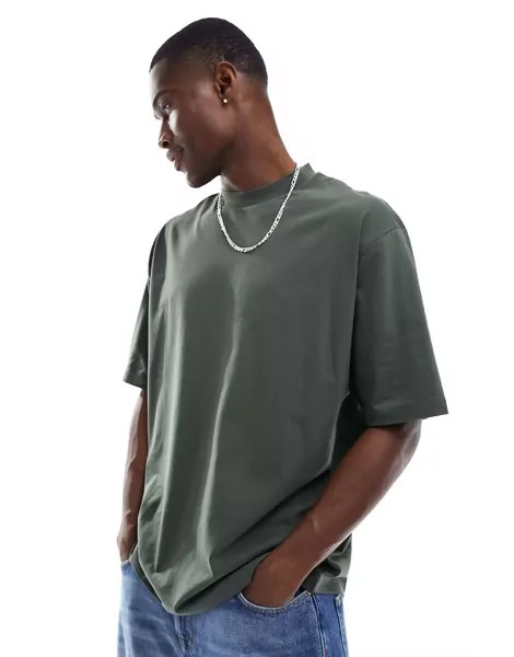 Оверсайз-футболка цвета хаки с живописным принтом на спине ASOS