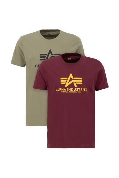 Футболка Alpha Industries, хаки/бордовый