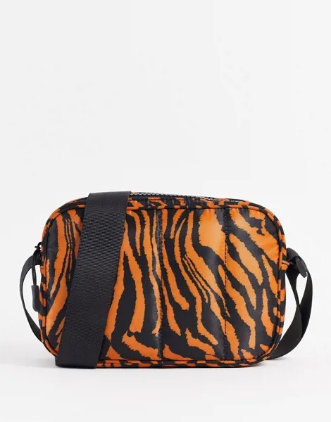 Нейлоновая уплотненная сумка через плечо с тигриным принтом ASOS DESIGN-Разноцветный