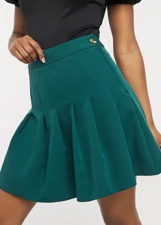 Темно-зеленая плиссированная мини-юбка New Look-Зеленый цвет