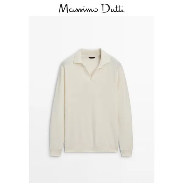 Рубашка-поло мужская Massimo Dutti 2024, кремовый