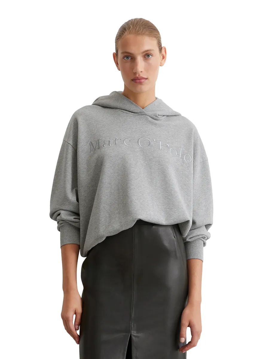 Толстовка Marc O'Polo с капюшоном и вышивкой логотипа, цвет Soft Stone Melange