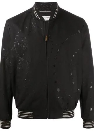 Saint Laurent бомбер с эффектом разбрызганной краски