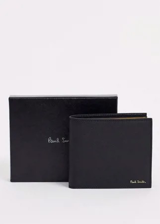 Черный кожаный бумажник с принтом Paul Smith