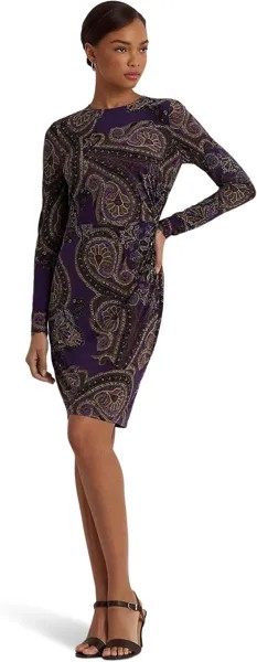 Платье LAUREN Ralph Lauren Paisley Twist-Front Stretch Jersey Dress, цвет Purple Multi