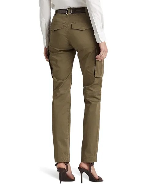 Брюки LAUREN Ralph Lauren Petite Cotton Sateen Cargo Pants, цвет Olive Fern