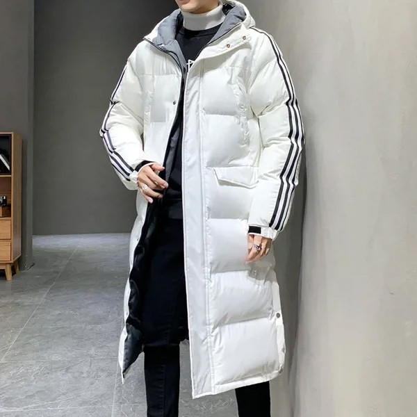 Длинное зимнее Мужское пальто с хлопковой подкладкой, корейское утепленное Мужское пальто, пуховик с хлопковой подкладкой, новая трендовая...