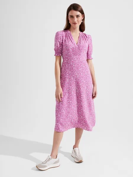 Платье миди Hobbs Petite Tullia с цветочным принтом, розовый/цвет слоновой кости