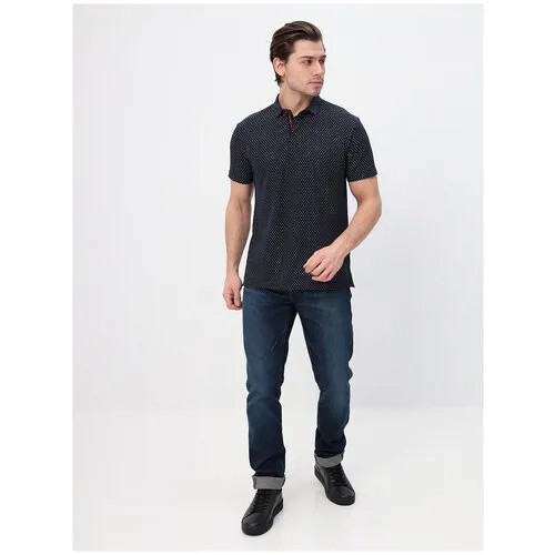 Поло мужское GREG G144-PP124T-UT02 (синий.принт), Прямой силуэт / Сlassic fit, цвет Синий, размер 52