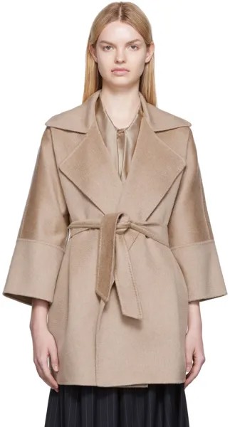 Бежевое пальто из трикотажа Max Mara