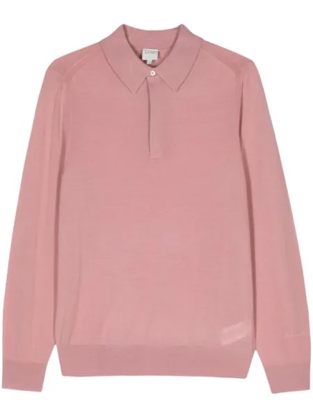 Paul Smith шерстяная рубашка поло с длинными рукавами, розовый