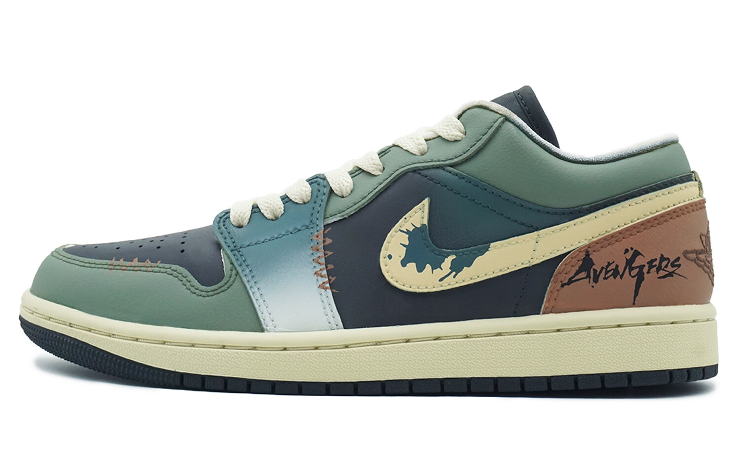 Кроссовки Jordan Air Vintage Basketball Shoes Women's Low-top Green/yellow/cyan, хаки