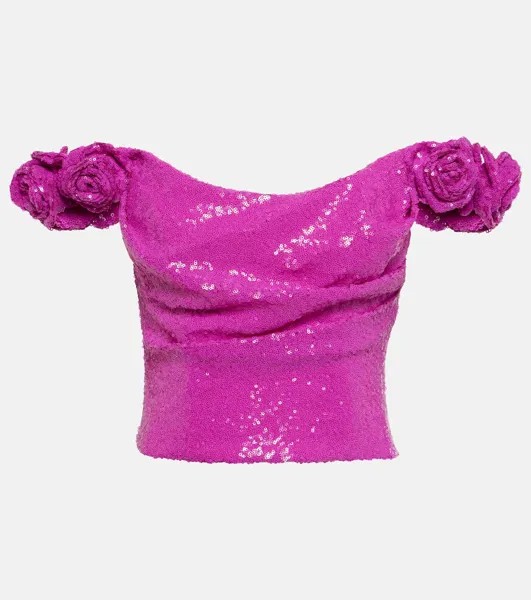 Топ birdie с открытыми плечами и пайетками Costarellos, розовый