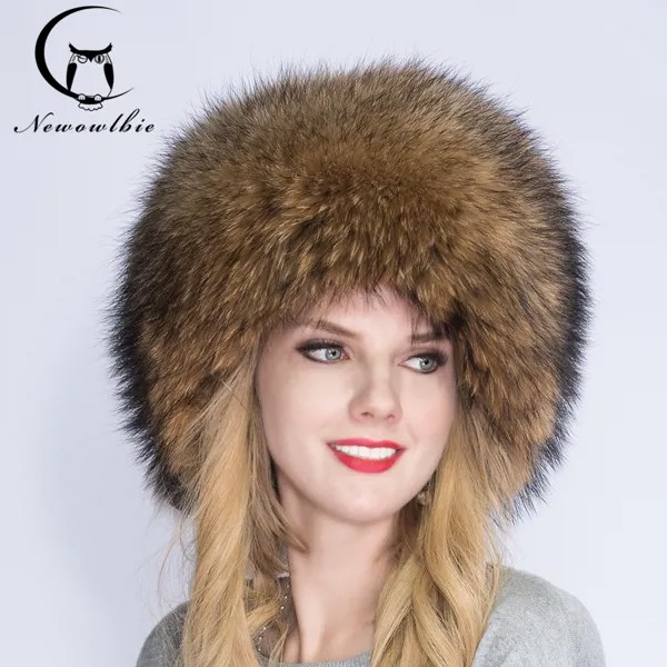 Зимняя шапка из натурального меха енота, Монгольская шапка, женская модная теплая шапка из меха енота, высококачественный мех енота, теплая и удобная
