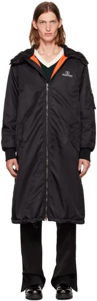 Черное утепленное пальто Valentino