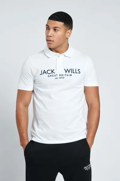 Белая рубашка-поло из пике Jack Wills, белый