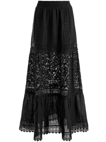 Ярусная кружевная юбка Reise alice + olivia, черный