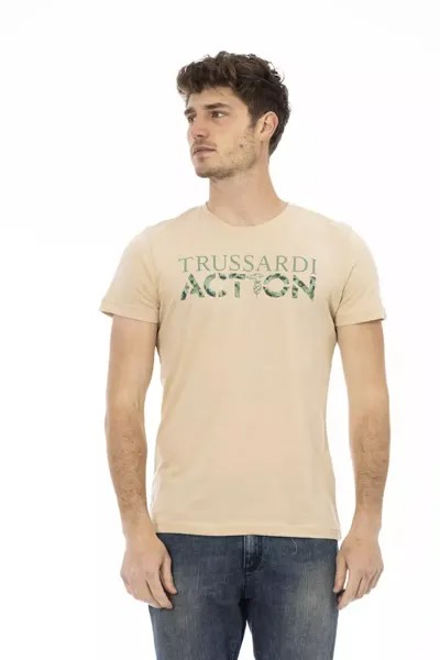Хлопковая мужская футболка Trussardi Action, бежевый