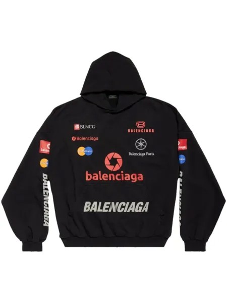Balenciaga худи Top League с логотипом, черный