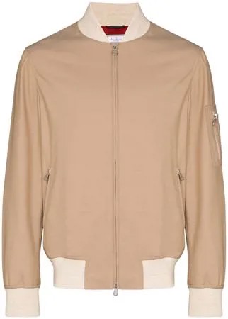 Brunello Cucinelli бомбер с контрастной отделкой