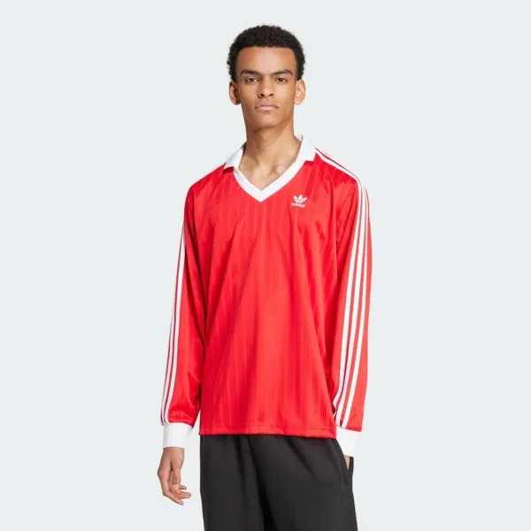 Футболка Adidas Adicolor Pique Soccer Long Sleeve T-Shirt, цвет Better Scarlet