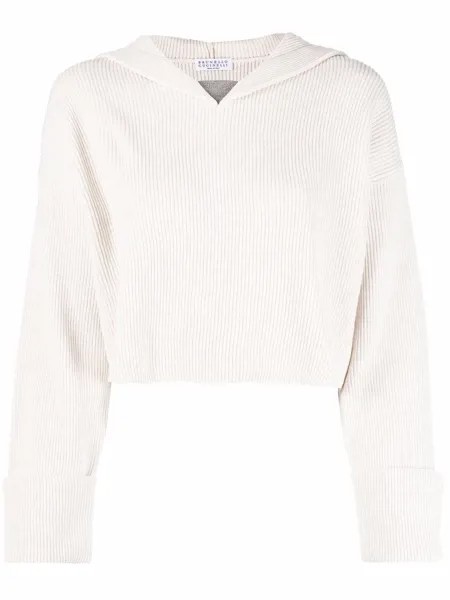 Brunello Cucinelli укороченное худи в рубчик