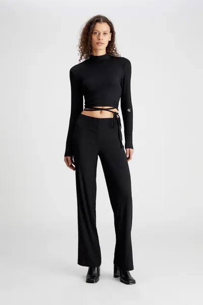 Короткая блузка с завязкой на подоле Calvin Klein Jeans, черный