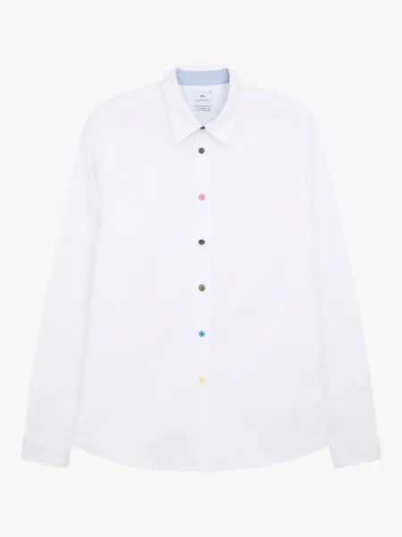 Оксфордская рубашка индивидуального кроя из органического хлопка Paul Smith, белый/мульти