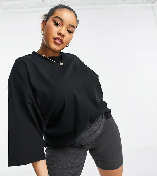 Черная oversized-футболка ASOS DESIGN Curve-Черный цвет