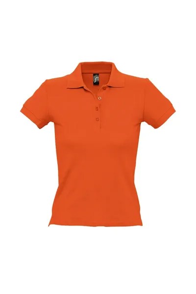 Рубашка поло из хлопка с короткими рукавами People Pique SOL'S, оранжевый