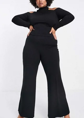 Черные расклешенные брюки из крепа ASOS DESIGN Curve-Черный цвет