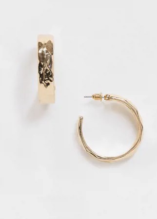 Золотистые фактурные серьги-кольца Accessorize-Золотистый