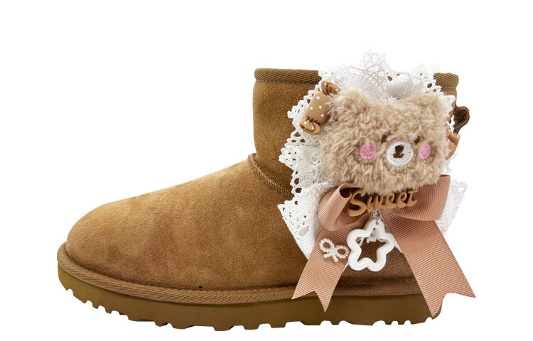 CLASSIC MINI Зимние ботинки женские коричневые, белые Ugg