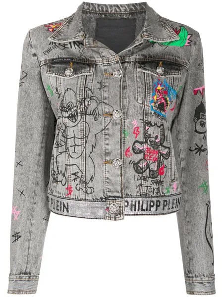 Philipp Plein джинсовая куртка с принтом граффити