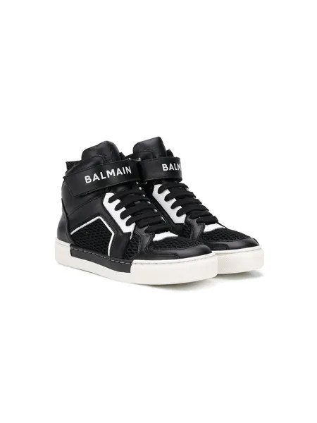 Balmain Kids высокие кроссовки с логотипом