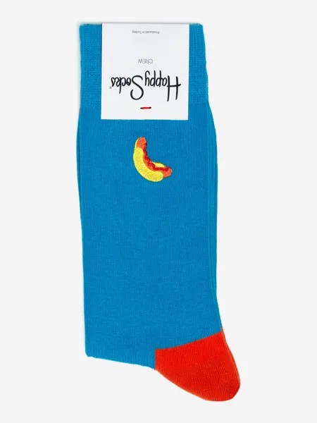 Носки с рисунками Happy Socks - Embroidery Hot Dog, Голубой