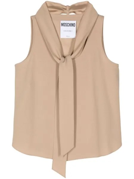 Moschino креповая блузка со сборками, нейтральный цвет